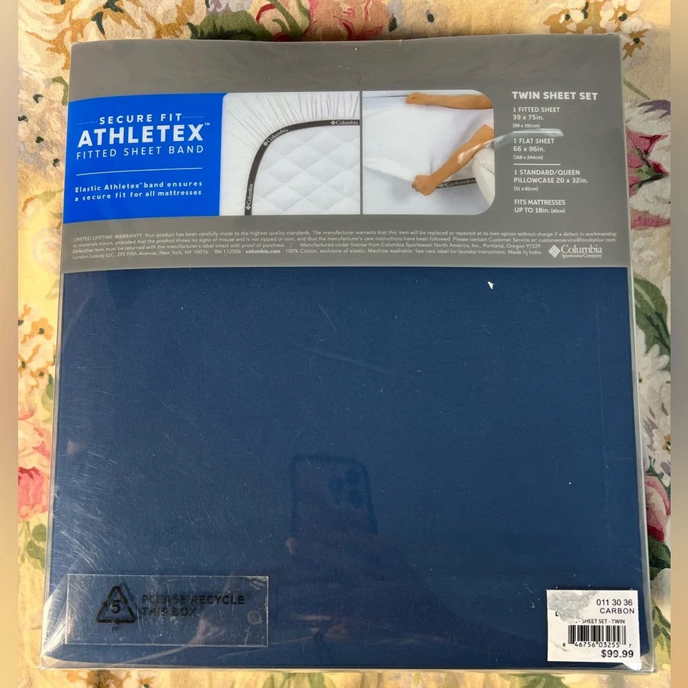 Columbia Deep Blue Twin Sheet Set